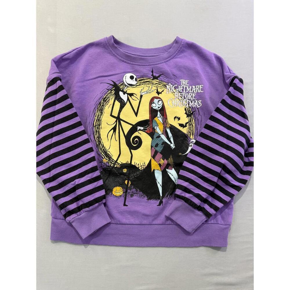 Nightmare Before Christmas Sweatshirt Kids 10-12 Purple Jack Sally Zero Disney - Picture 7 of 10
